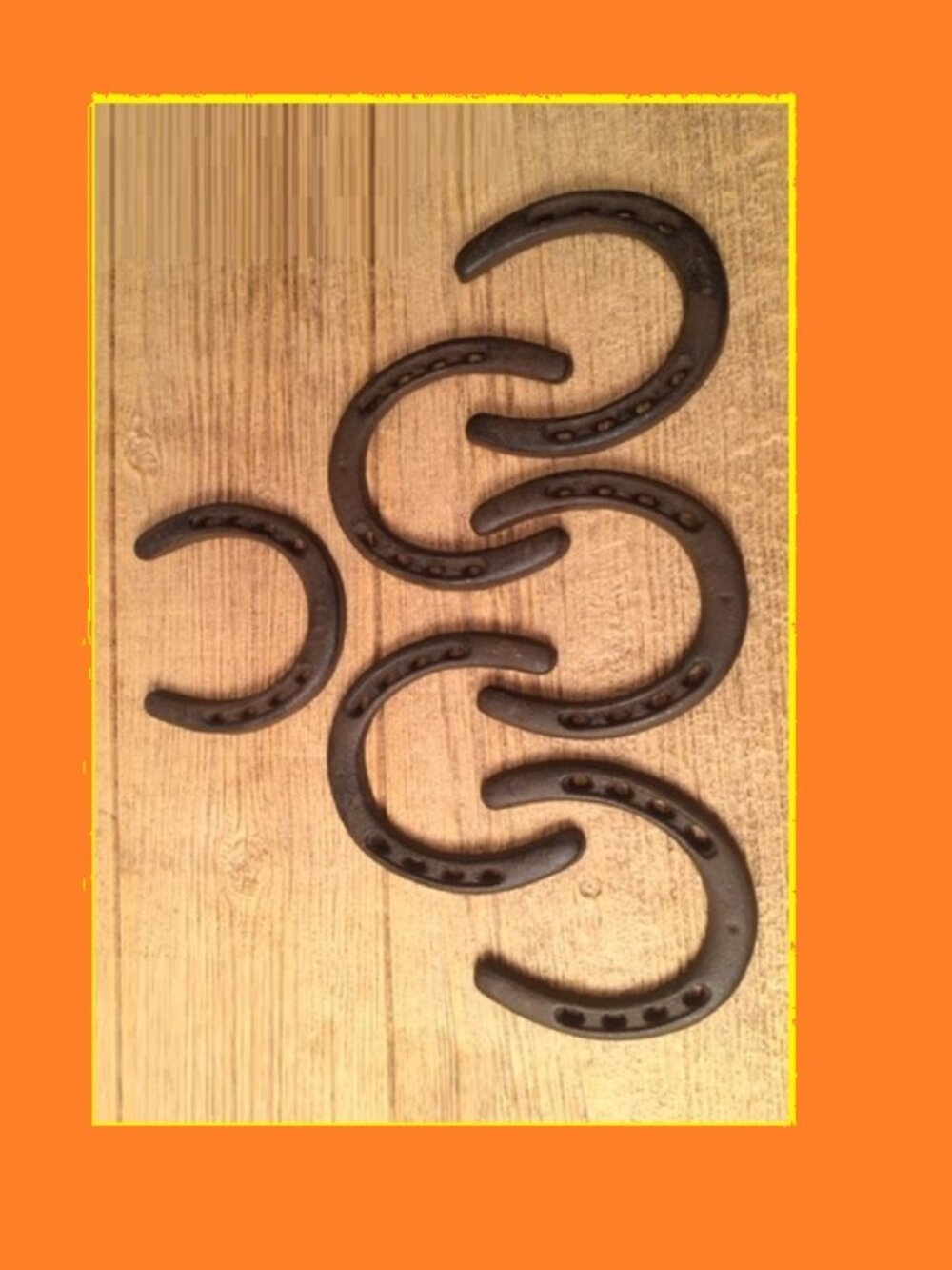 Set of Six (6) 5" tall Horse Shoes Rustic Cast Iron Set of Six (6) 05208